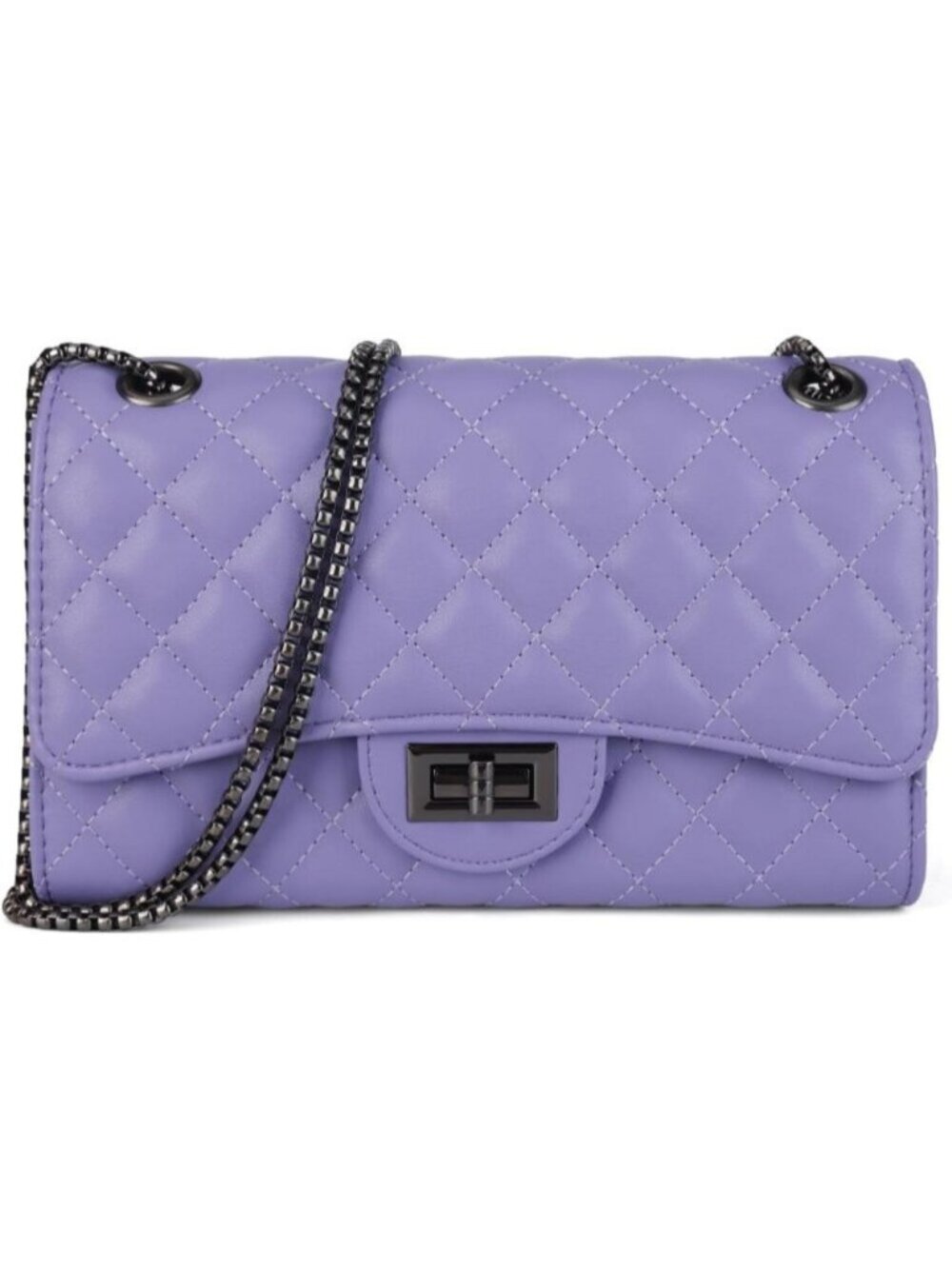 〽️Women's Purple Structured Purse Quilted Crossbody Chain Strap Shoulder Bags
